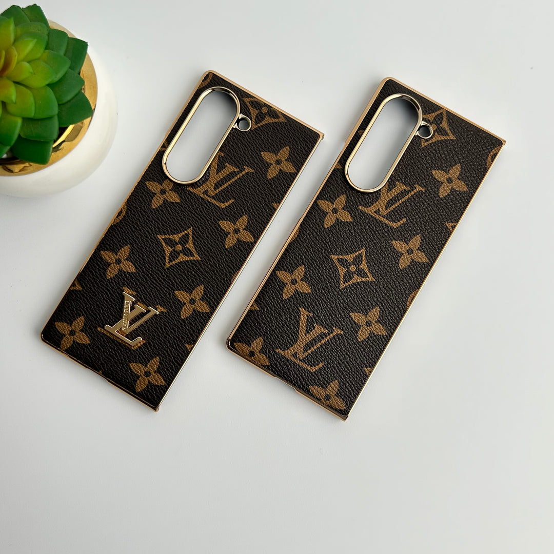 Étui de luxe en cuir plaqué or pour Samsung Galaxy Z Fold 6