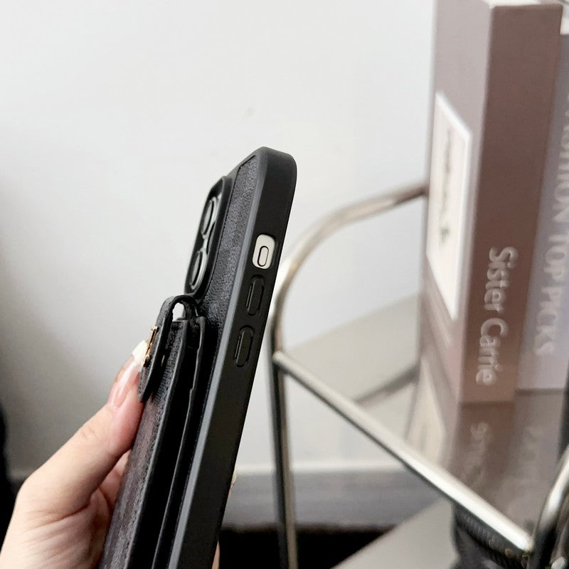 Luxury Black & White Crossbody Card Bag iPhone Case