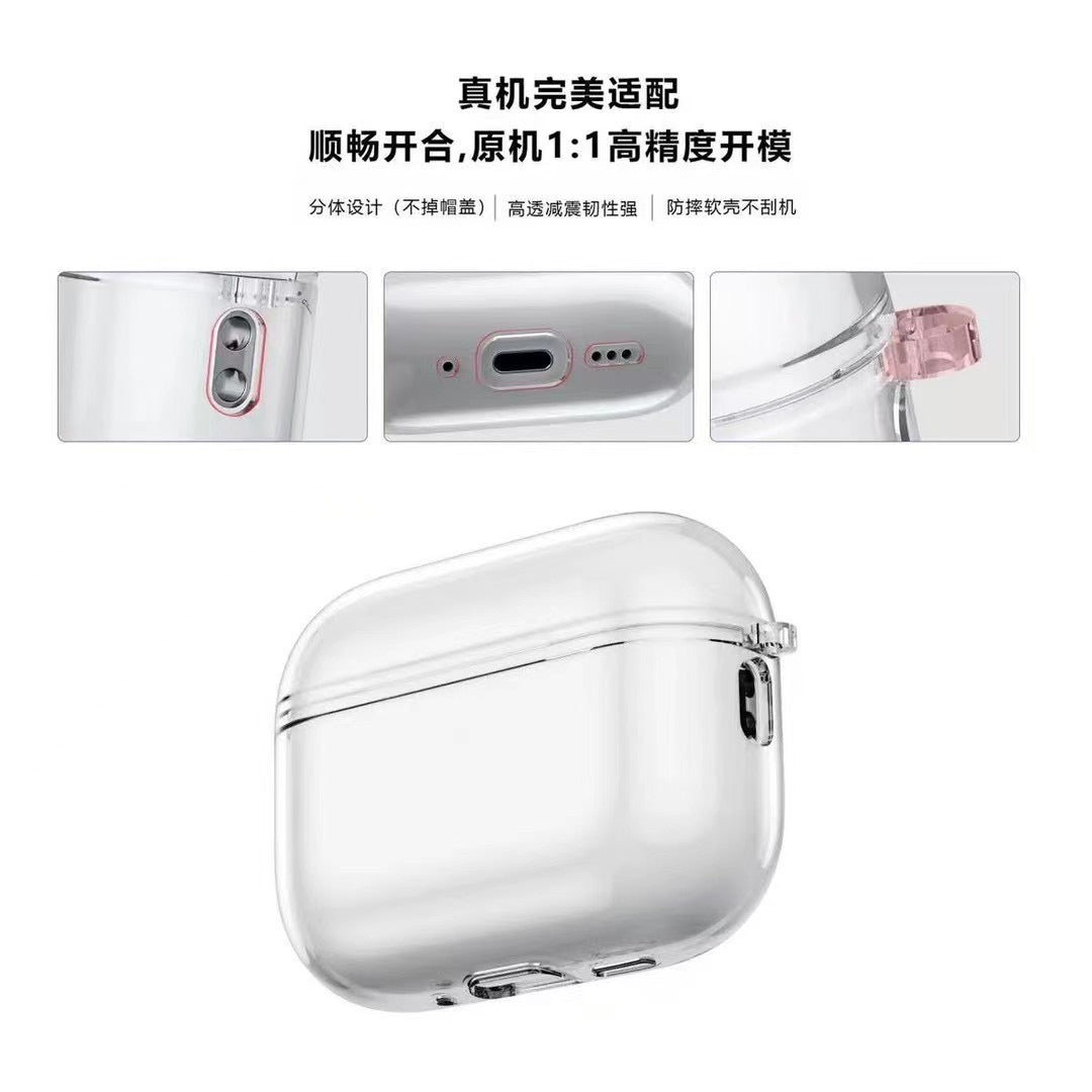 Transparente AirPods-Hülle mit Metallhaken