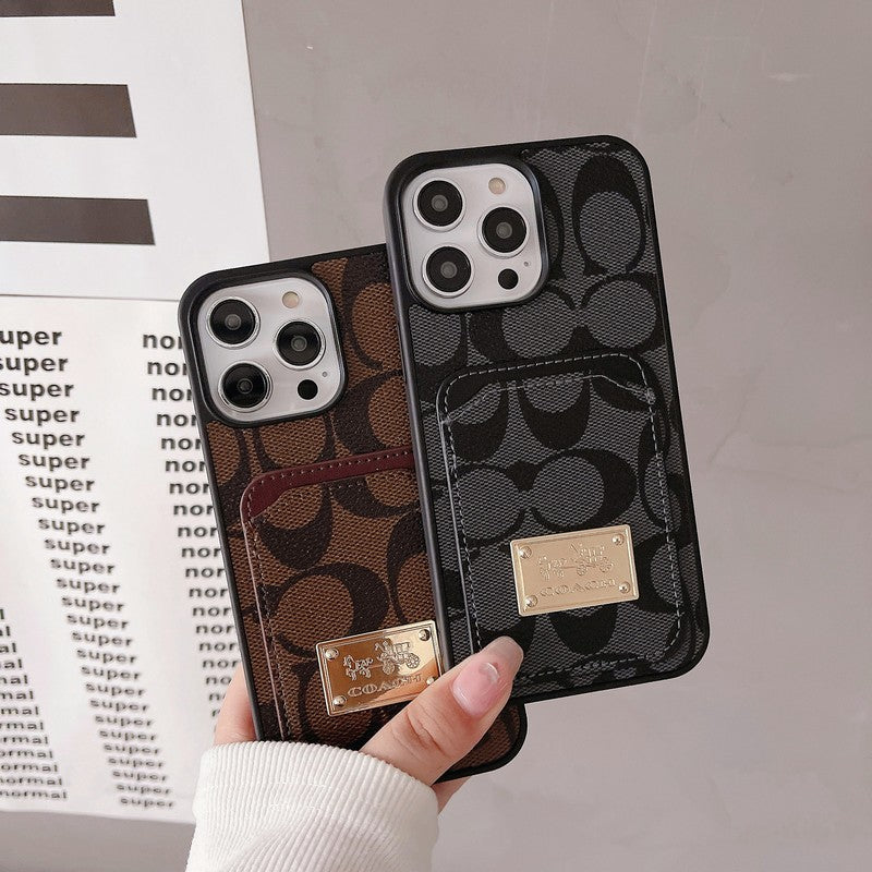 Klassisk kortveske til iPhone i skinn