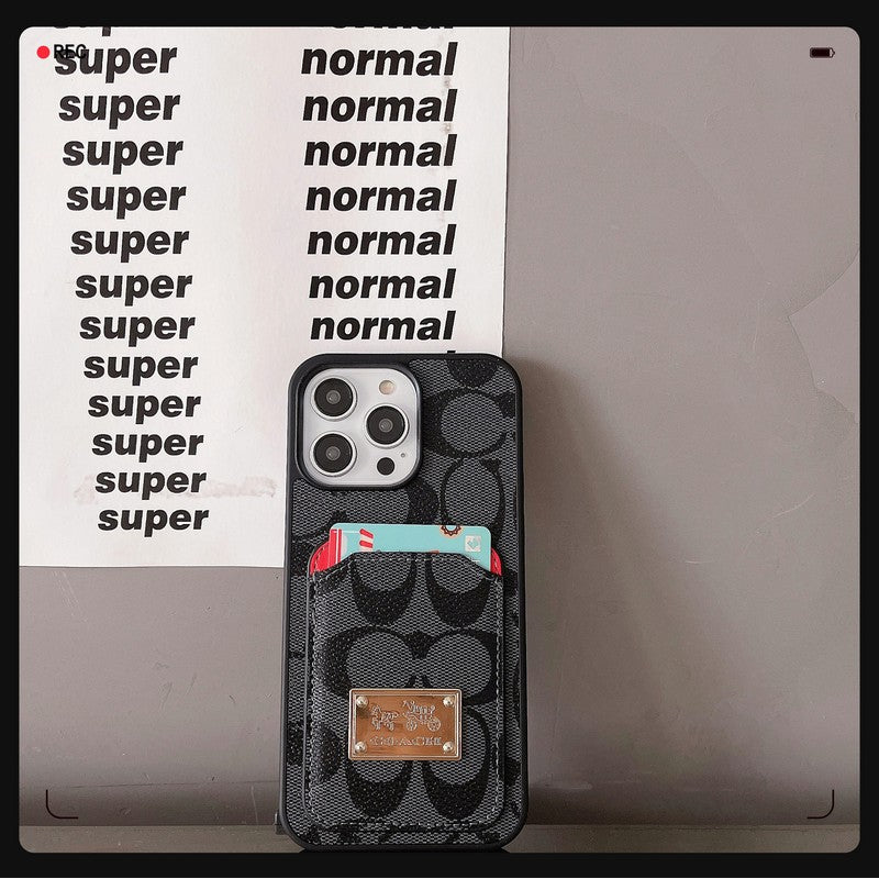 Klassisk kortveske til iPhone i skinn