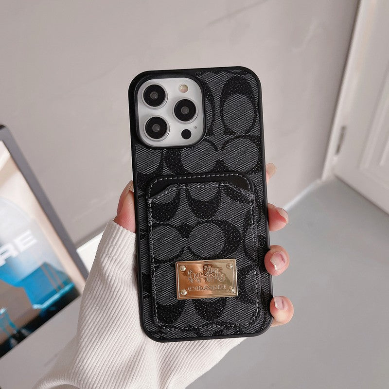 Klassisk kortveske til iPhone i skinn