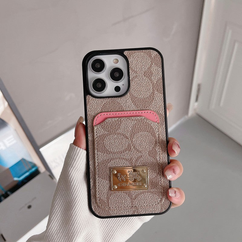 Klassisk kortveske til iPhone i skinn