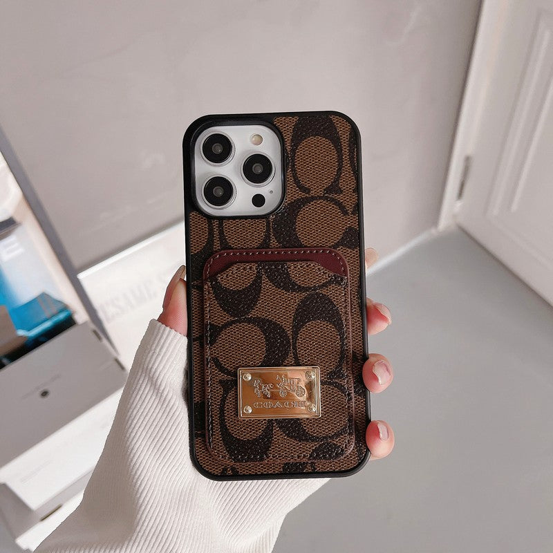 Klassisk kortveske til iPhone i skinn