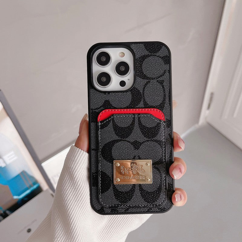 Klassisk kortveske til iPhone i skinn