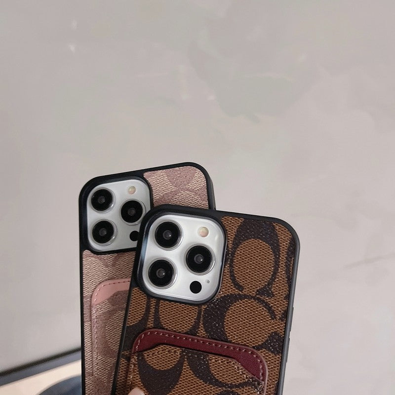 Klassisk kortveske til iPhone i skinn