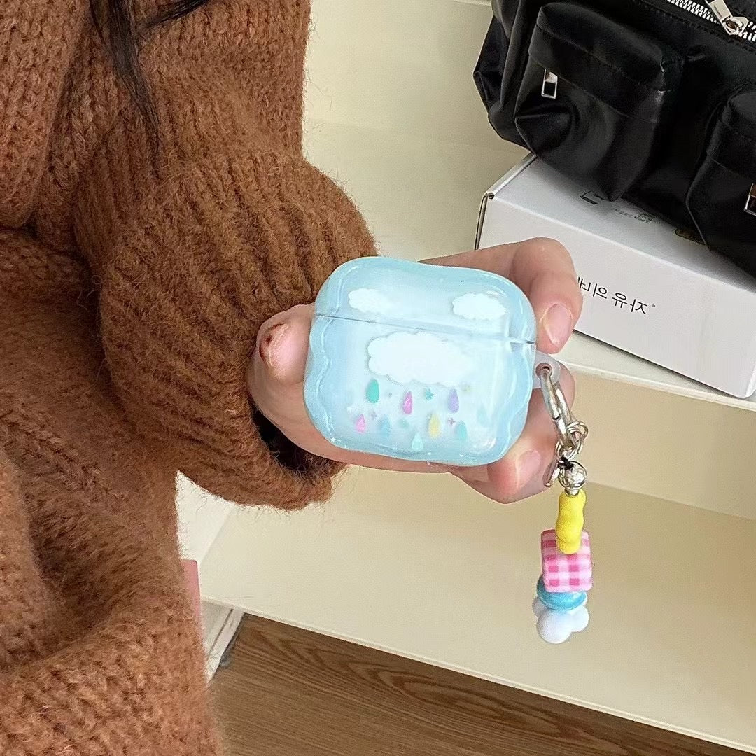 Étui AirPods Blue Cloud avec charme perlé