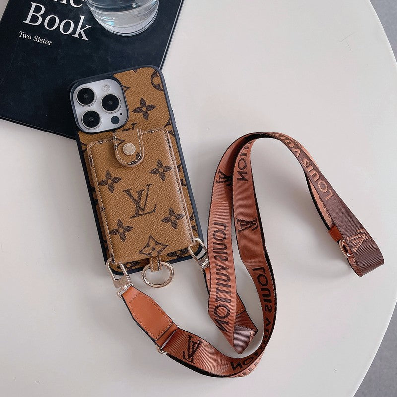 Luxuskártyatáska klasszikus láncos iPhone tok