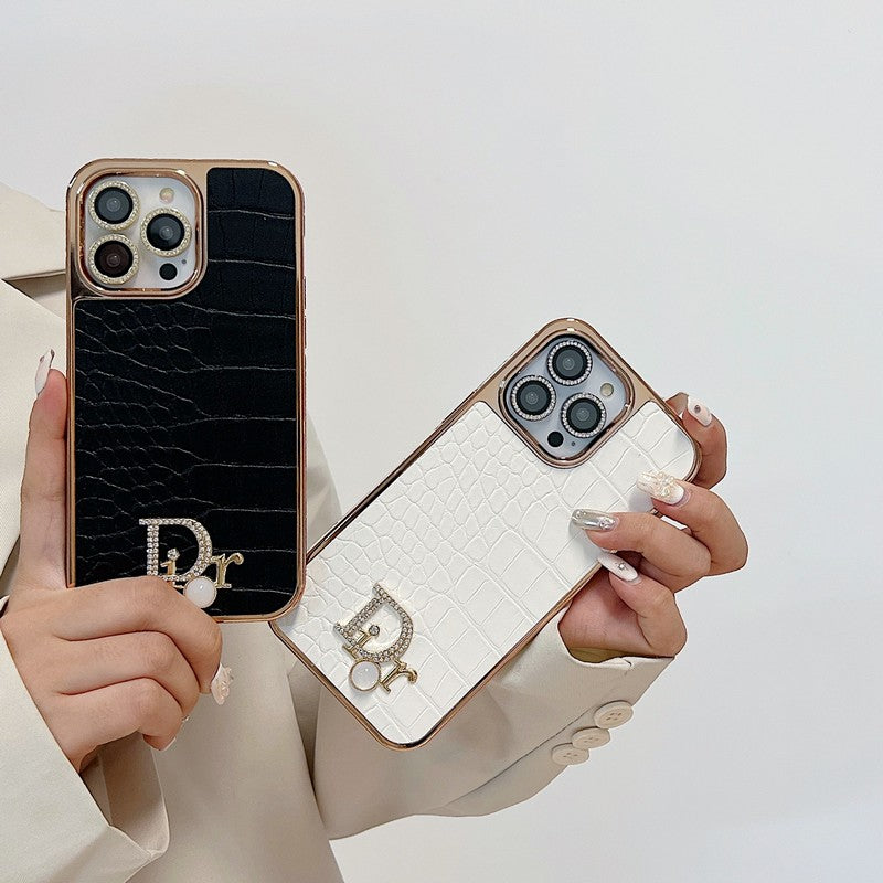 Fashion Diamond Logo Rose Gold iPhone-deksel