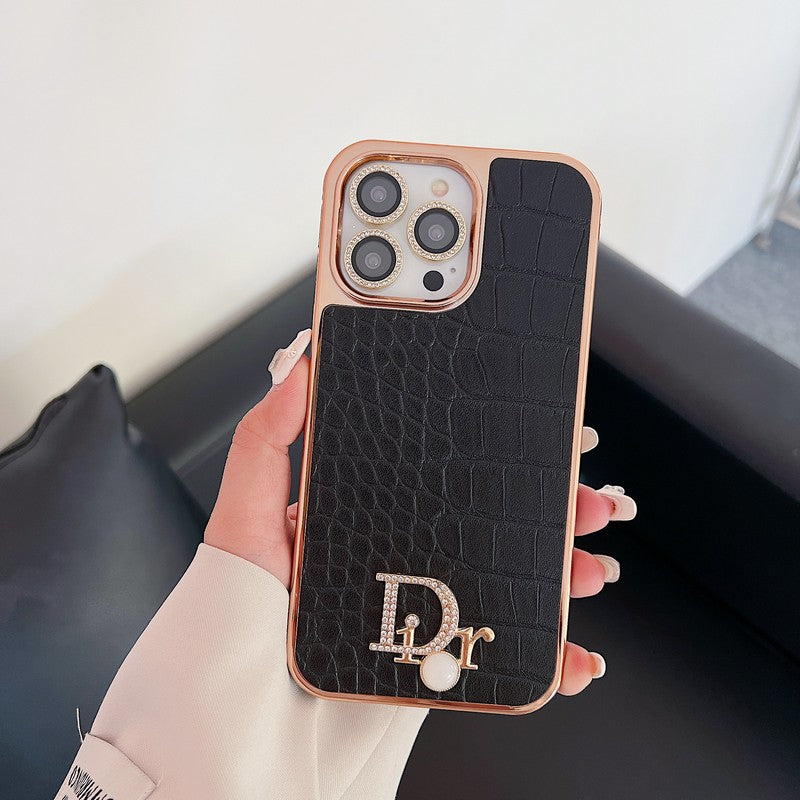 Fashion Diamond Logo Rose Gold iPhone-deksel