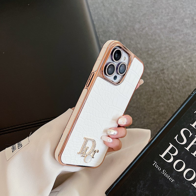 Fashion Diamond Logo Rose Gold iPhone-deksel