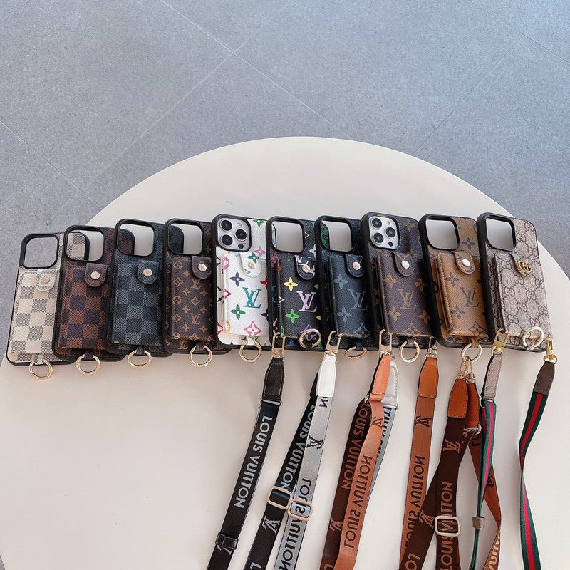 Luxuskártyatáska klasszikus láncos iPhone tok