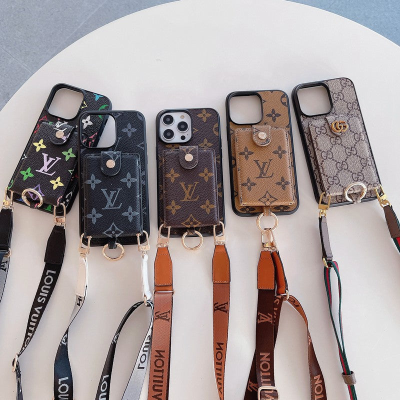 Luxuskártyatáska klasszikus láncos iPhone tok