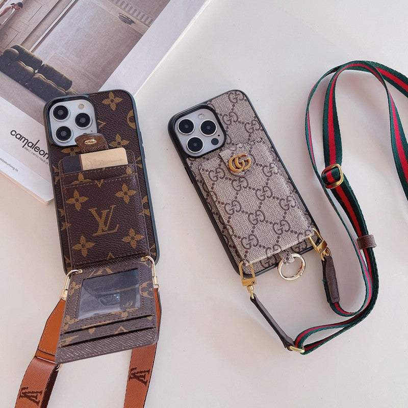 Luxuskártyatáska klasszikus láncos iPhone tok