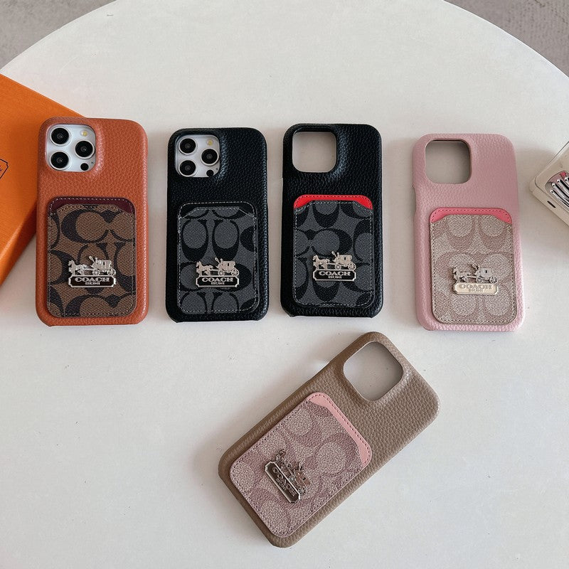 Klassisk kortveske til iPhone i skinn