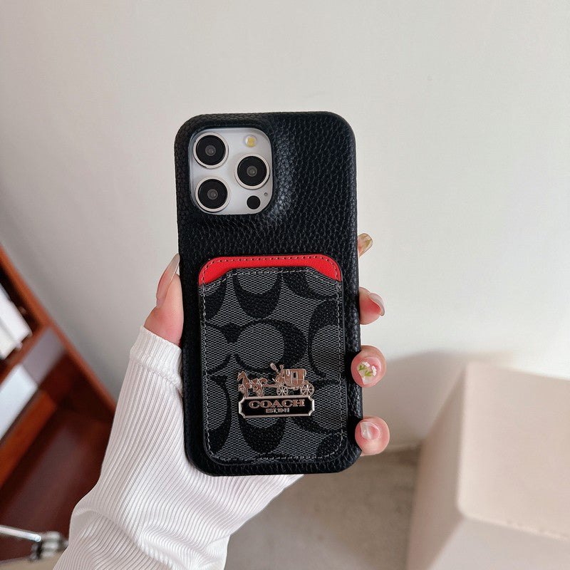 Klassisk kortveske til iPhone i skinn