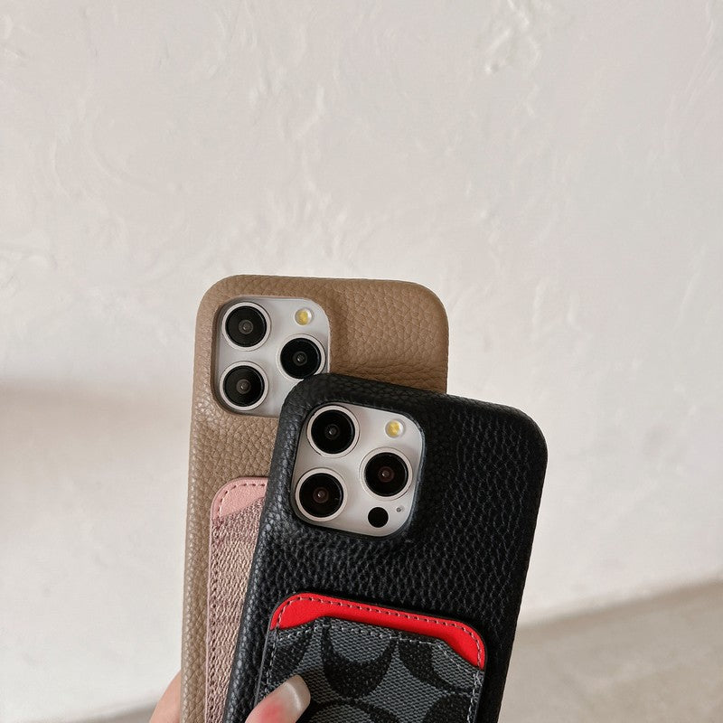 Klassisk kortveske til iPhone i skinn