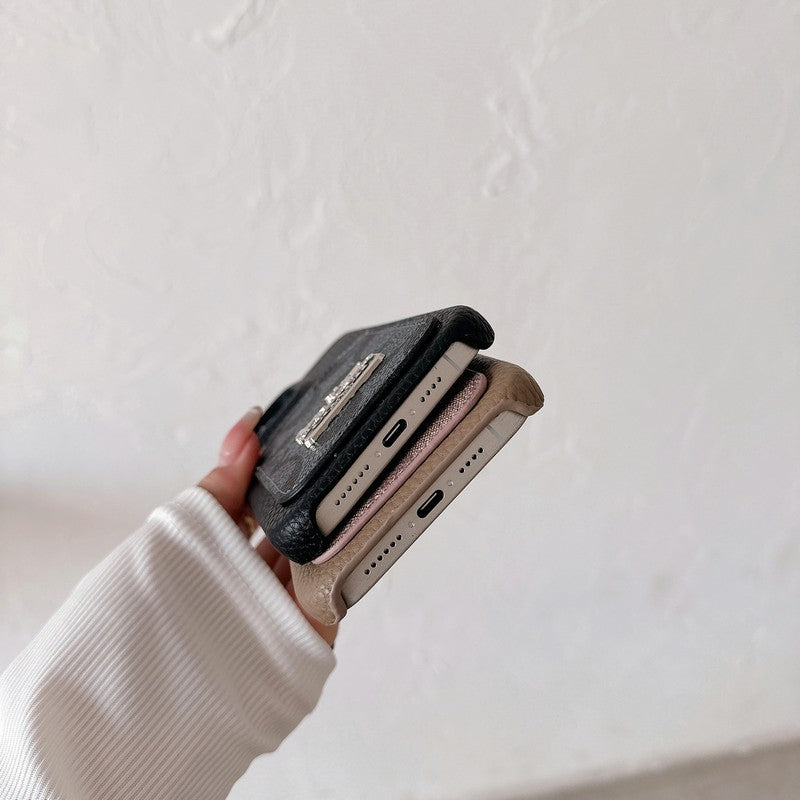 Klassisk kortveske til iPhone i skinn