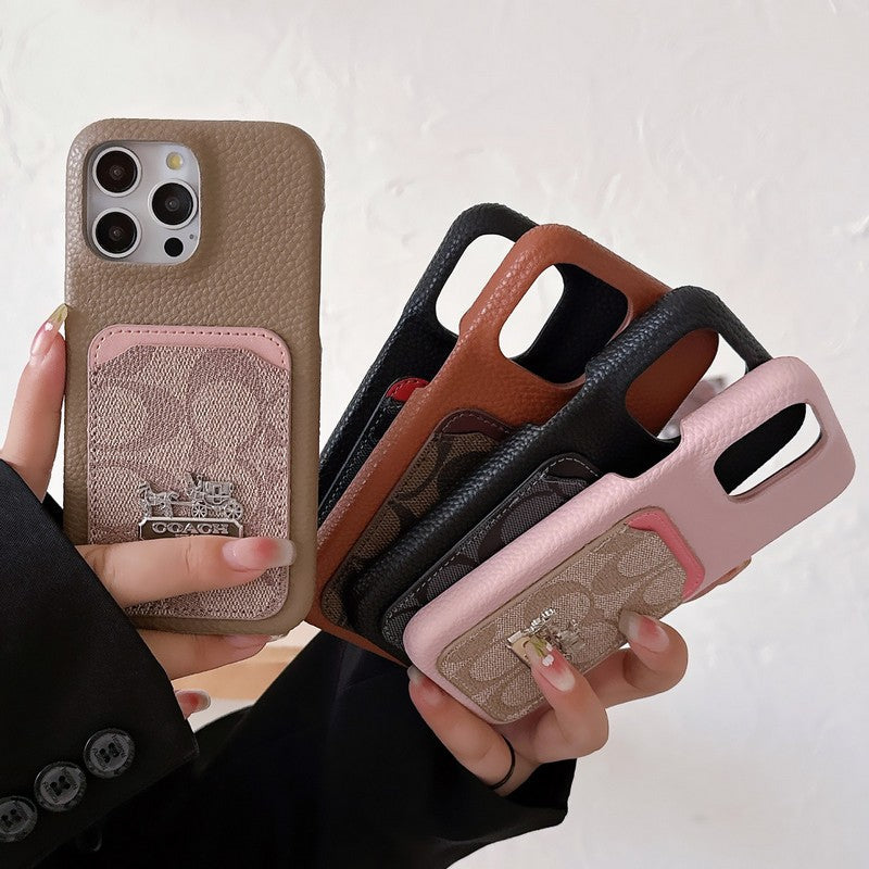 Klassisk kortveske til iPhone i skinn