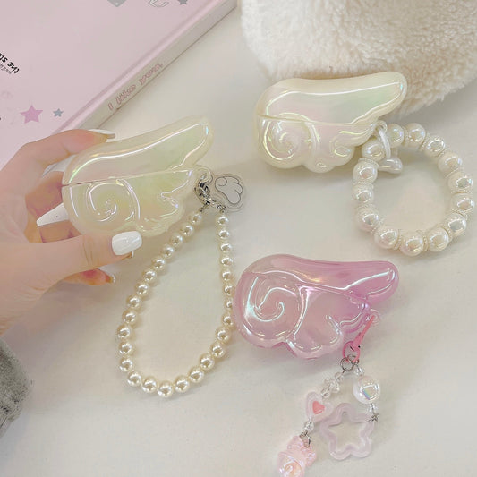 Angel Wing AirPods-deksel med perle & beaded sjarm