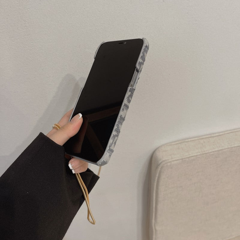 Mote svart og grå stoffkortveske Crossbody iPhone-deksel