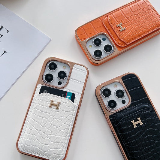 H Rose Gold bőr iPhone tok