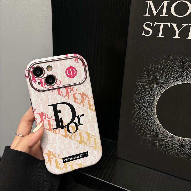 Mote-hvitt og brunt skinn-iPhone-deksel