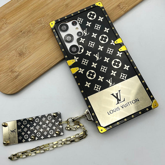 Luxuriöse Marken-Kofferhülle mit Kette für die Samsung Galaxy S25/24/23-Serie