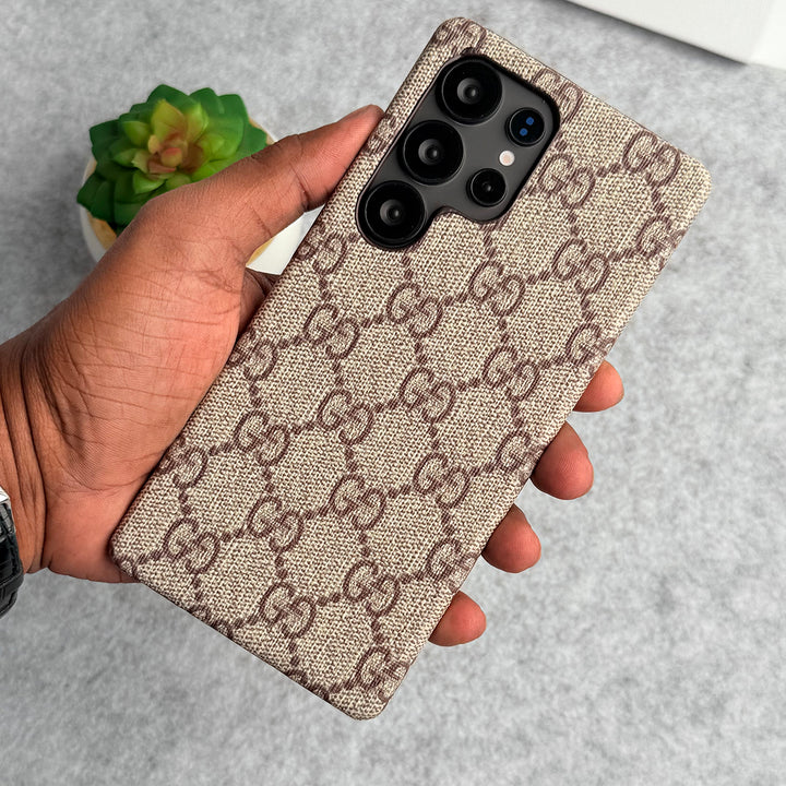 Préimh Só Pattern Pu Cás Leathar Do Samsung Réaltra