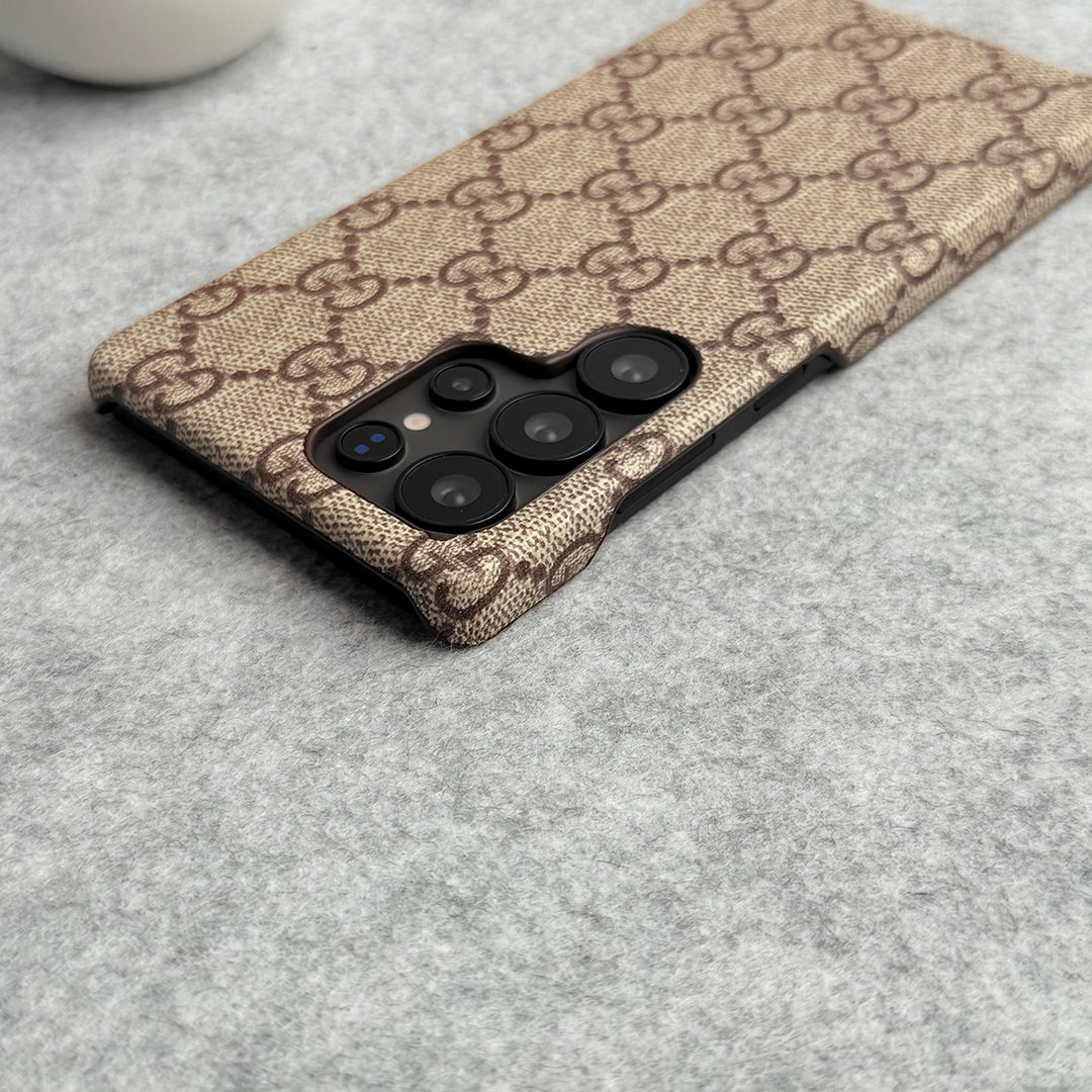 Préimh Só Pattern Pu Cás Leathar Do Samsung Réaltra