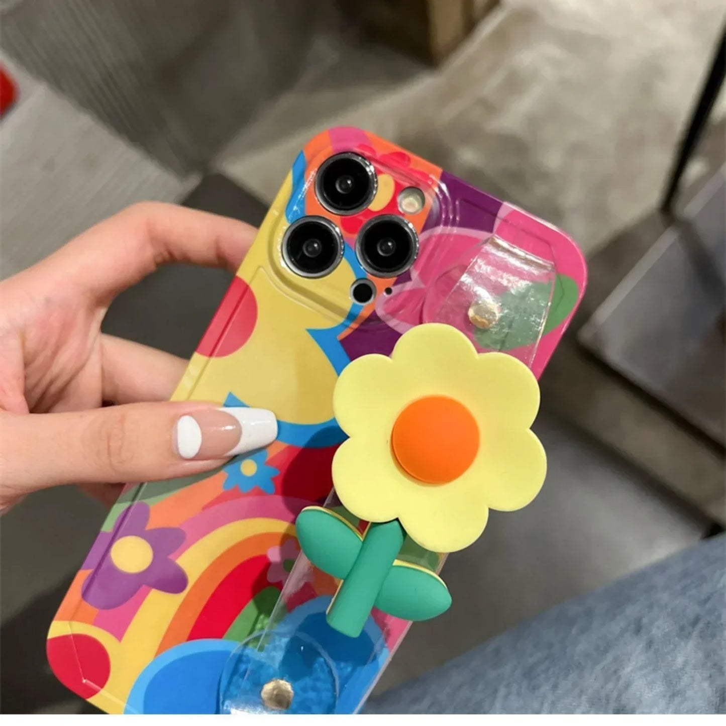 지갑과 스트랩이 있는 고급 가죽 iPhone 케이스 브라운
