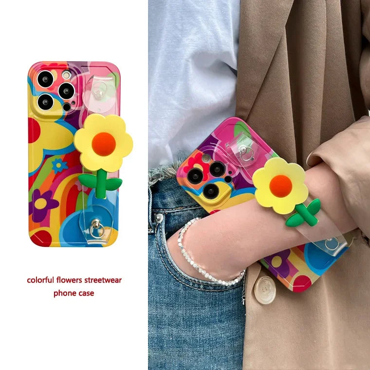 지갑과 스트랩이 있는 고급 가죽 iPhone 케이스 브라운