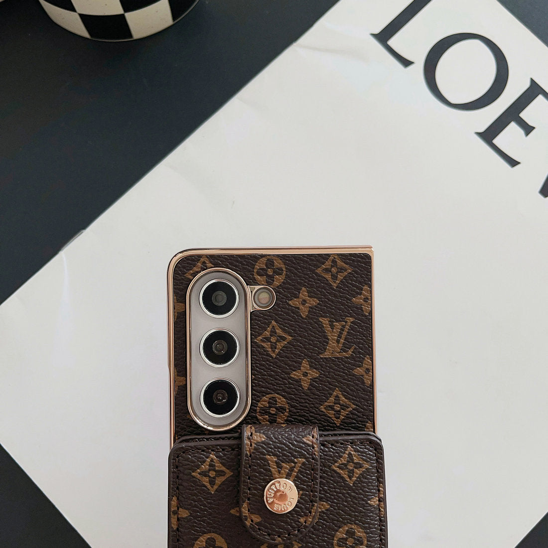 LYXIG ELEKTROPLÄTERING MONOGRAM KORTHÅLLARE CROSSBODY SAMSUNG Z FOLD