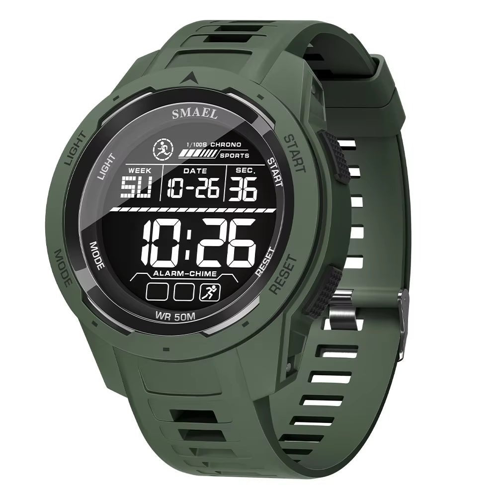 Eleve su estilo con el reloj deportivo digital 8105: ¡cronómetro LED resistente al agua hasta 50 m!