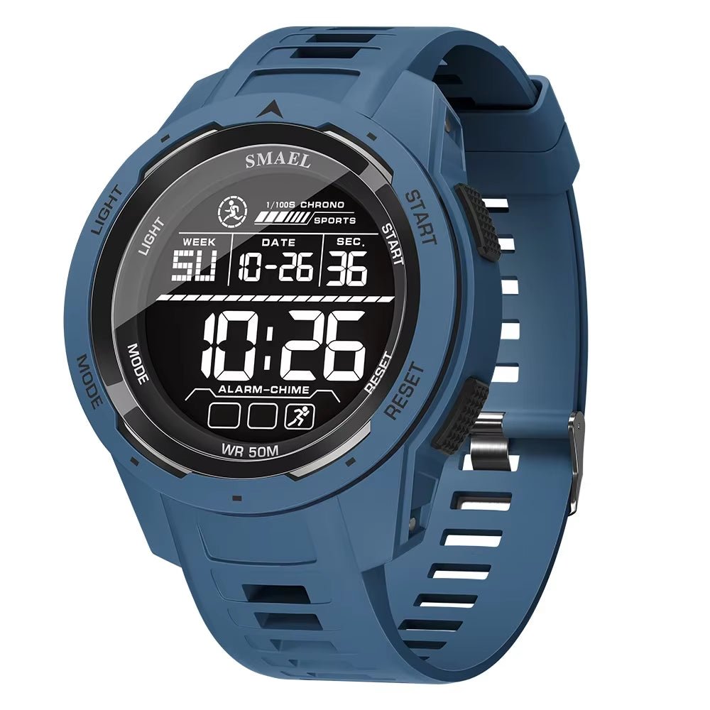 Eleve su estilo con el reloj deportivo digital 8105: ¡cronómetro LED resistente al agua hasta 50 m!