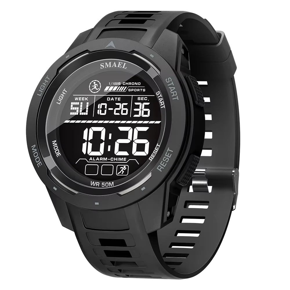 Eleve su estilo con el reloj deportivo digital 8105: ¡cronómetro LED resistente al agua hasta 50 m!