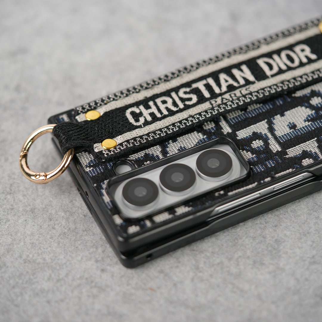 삼성 Z 폴드용 럭셔리 브랜드 C Dior 벨트 자수 케이스