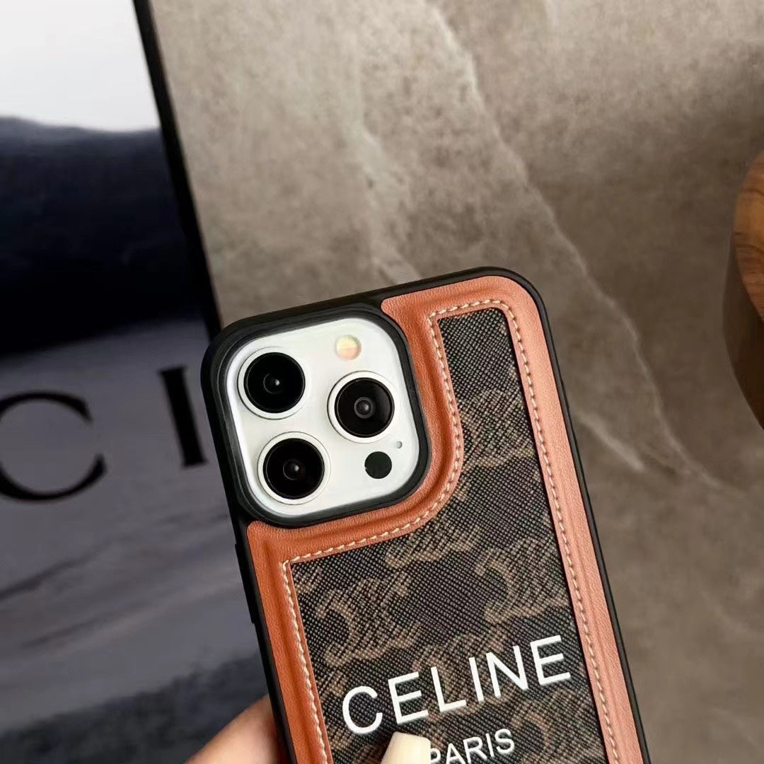Svart Celine iPhone-deksel med stropp-SZ231124