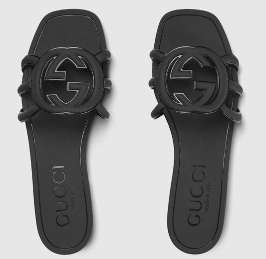 Minimal Luxe Double G Logo Slides – Κομψά καθημερινά ίσια σανδάλια