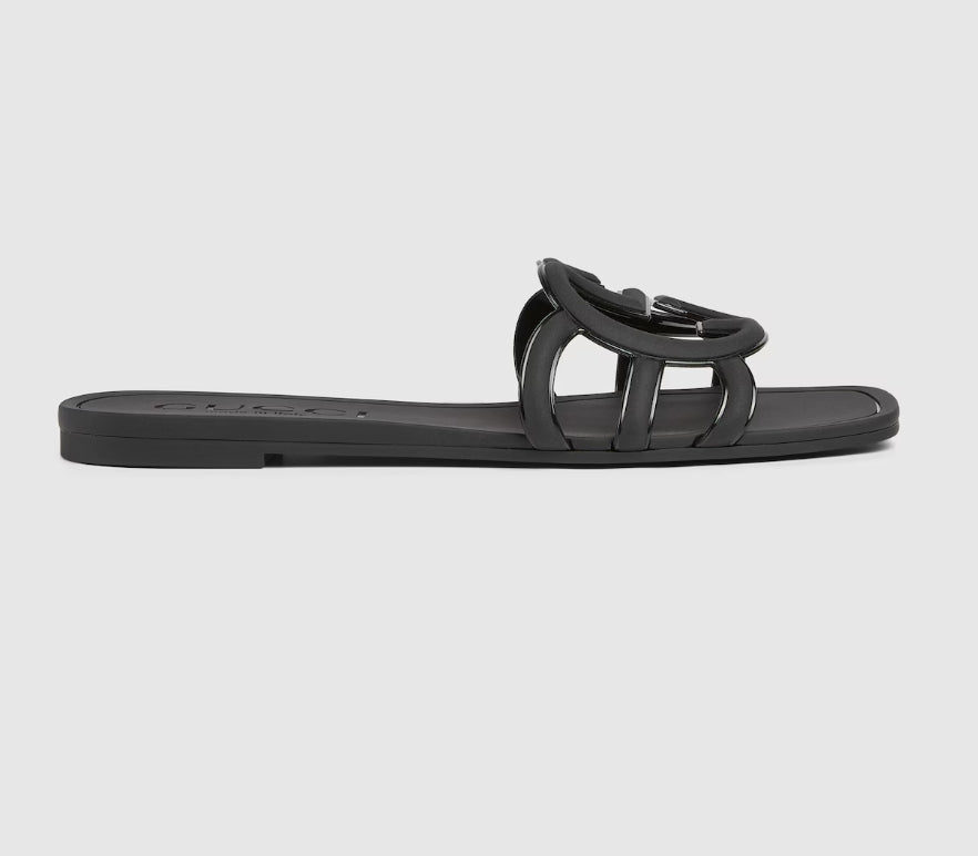 Minimal Luxe Double G Logo Slides – Smarte flade hverdagssandaler