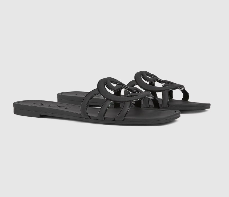 Minimal Luxe Double G Logo Slides – Smarte flade hverdagssandaler