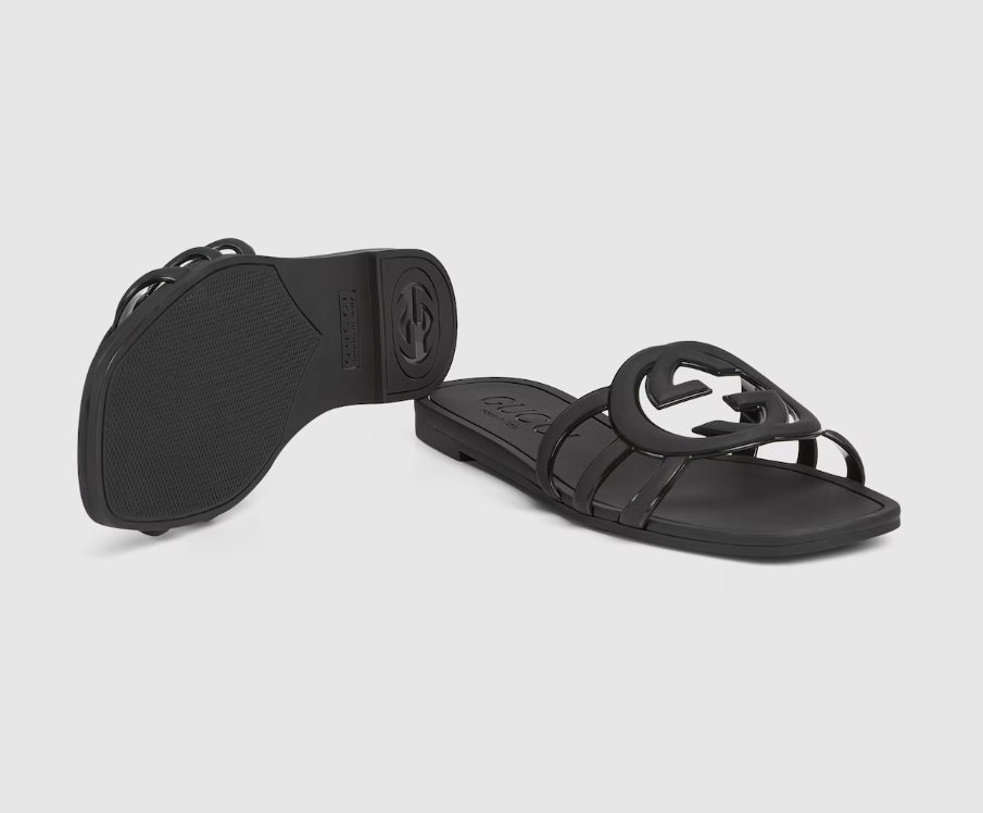 Minimal Luxe Double G Logo Slides – Smarte flade hverdagssandaler