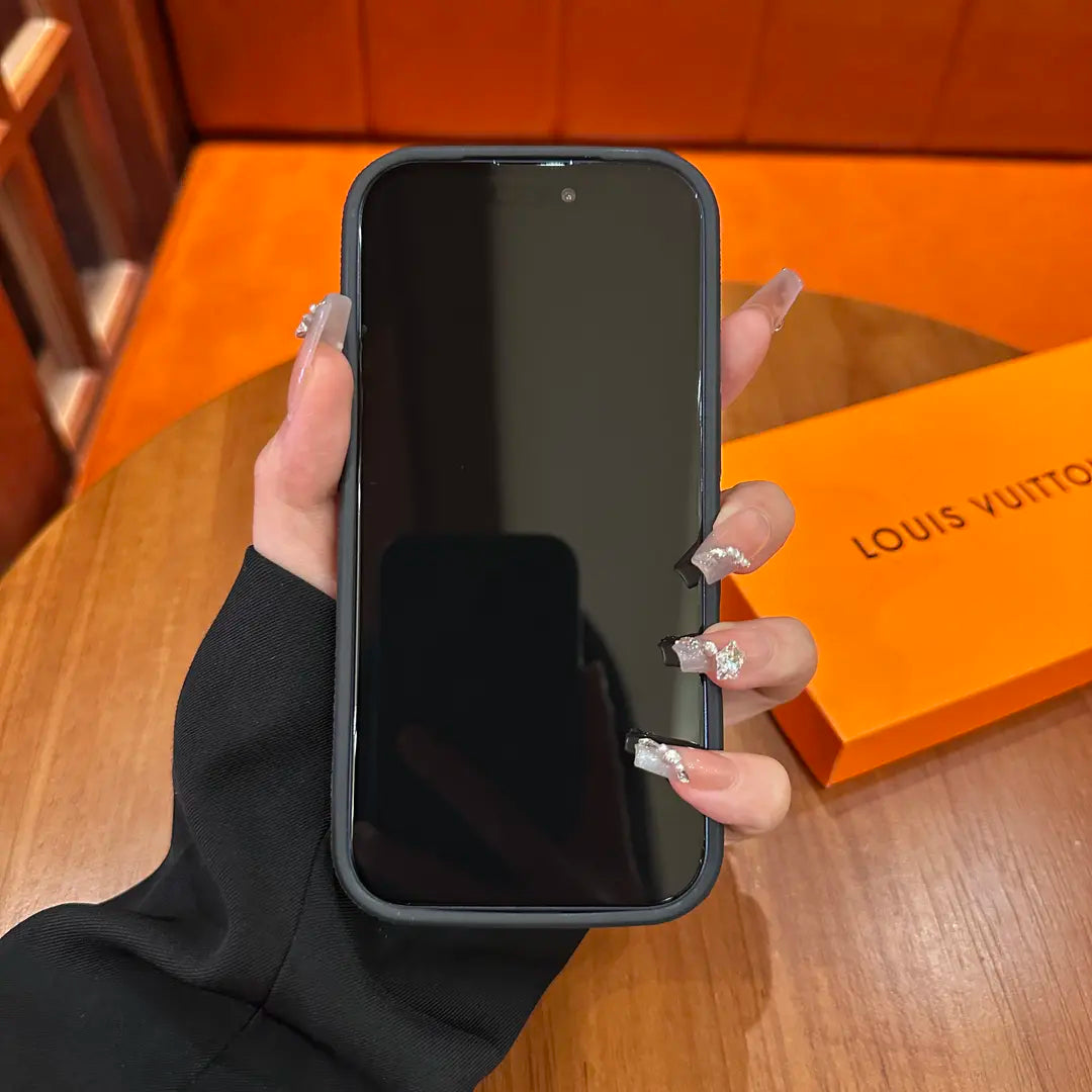 Étui de protection en cuir à motifs haut de gamme pour iPhone - Conception de couverture d'appareil photo coulissant