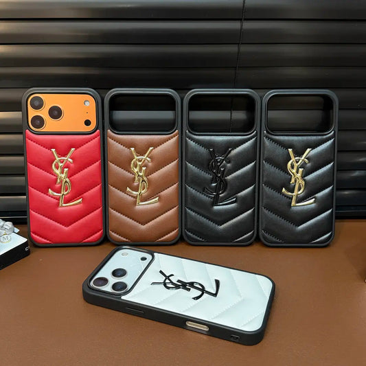 Étui pour iPhone en cuir matelassé de luxe — Housse de protection fine et résistante aux chocs