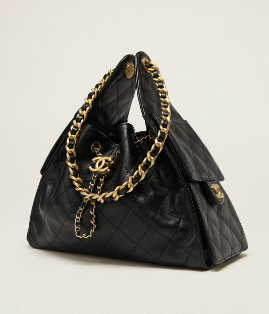 CC 25 Small Handbag Grained Calfskin & Gold-Tone Metal Bag