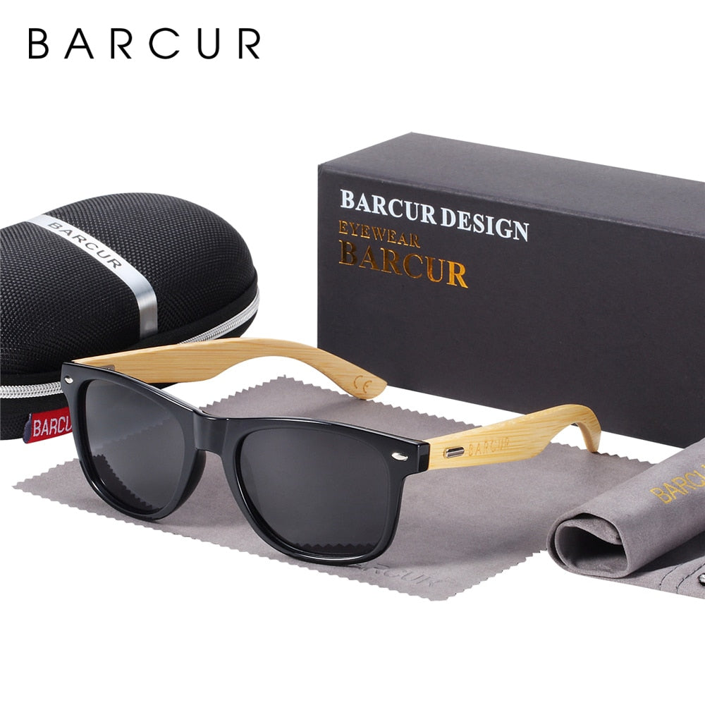 BARCUR gafas de sol polarizadas de bambú, gafas de sol de madera para hombre, gafas de sol de madera originales de marca para mujer, gafas de sol masculinas