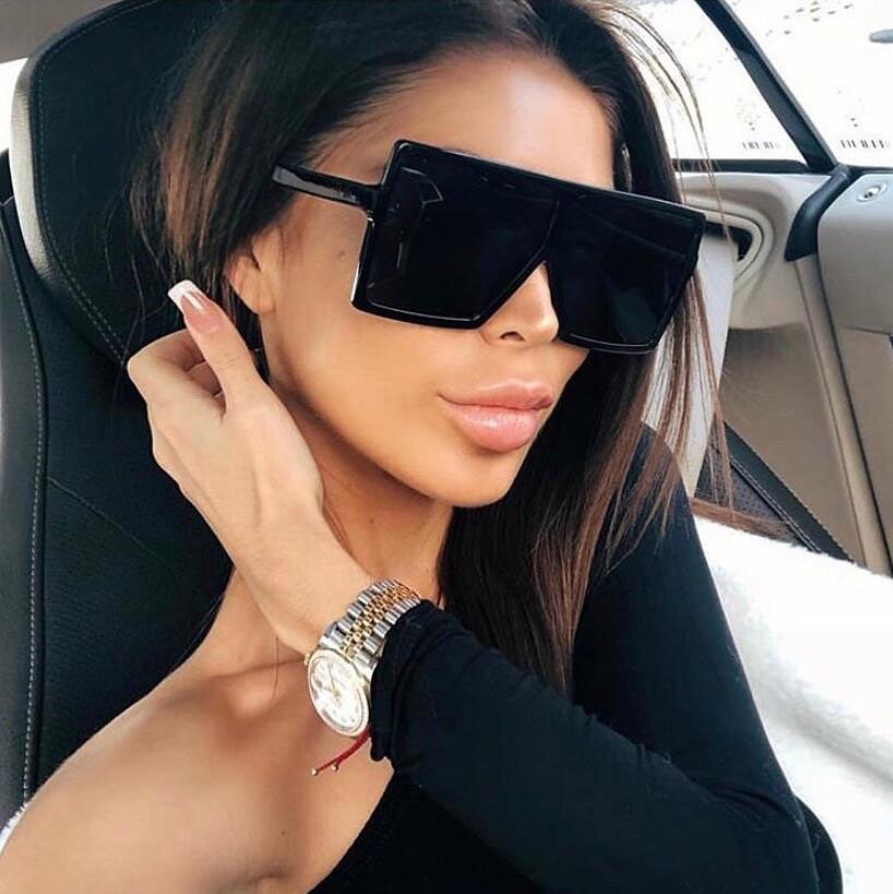 Gafas de sol de plástico de gran tamaño para mujer, gafas de sol cuadradas de marca de diseñador con montura grande para mujer, gafas de sol UV400, gafas masculinas