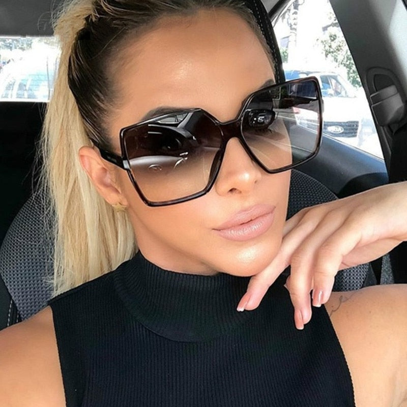 Higody moda mujer gafas de sol de gran tamaño gradiente plástico marca diseñador mujer gafas de sol UV400 lentes de sol mujer