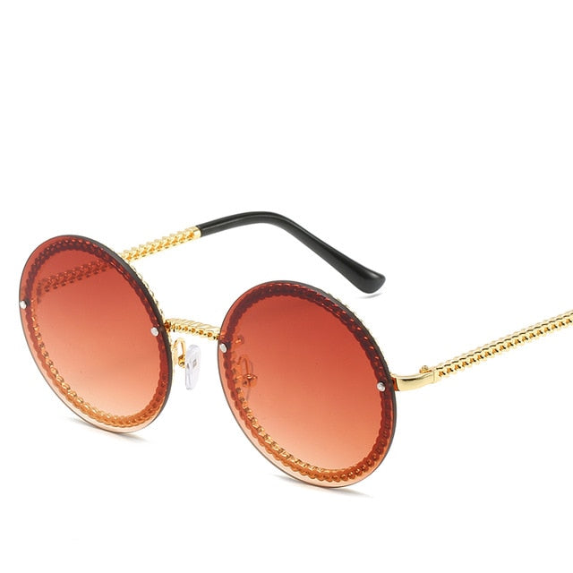 Gafas de sol redondas de marca para mujer, gafas de sol de lujo sin montura para mujer, gafas de sol populares de Europa Ins, gafas de sol para mujer