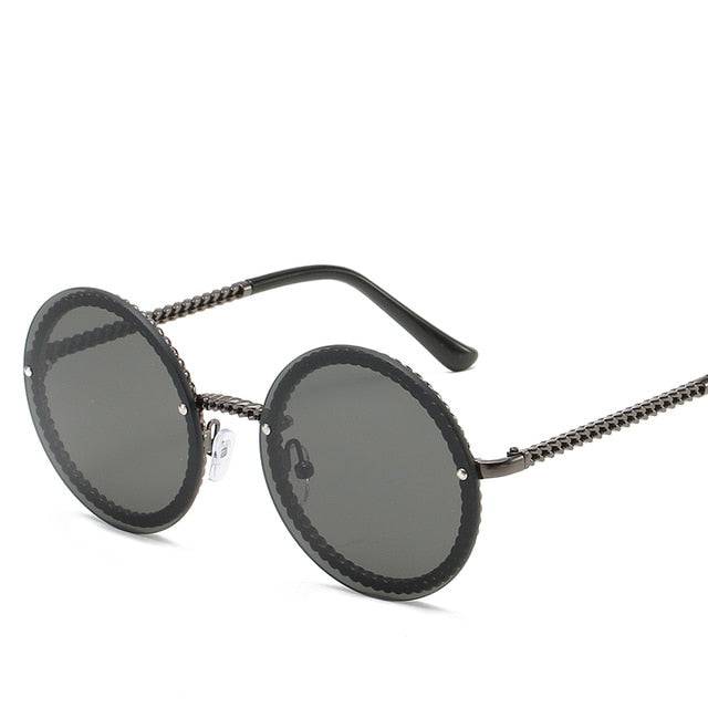 Gafas de sol redondas de marca para mujer, gafas de sol de lujo sin montura para mujer, gafas de sol populares de Europa Ins, gafas de sol para mujer